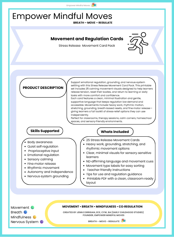 Reset Starter Bundle – Movement Regulation Tools + Overwhelm Reset + Back to Baseline + Stress & Tension Release + 3‑Choice Board | ND‑Affirming Regulation Tools for Home & Classroom