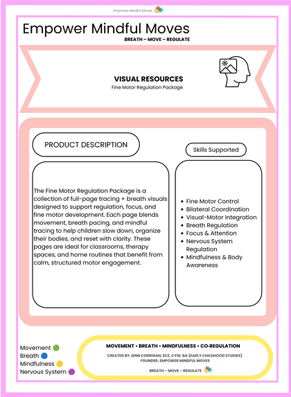 Fine Motor Regulation Package — Mindful Tracing + Breath Work Pages (Printable)