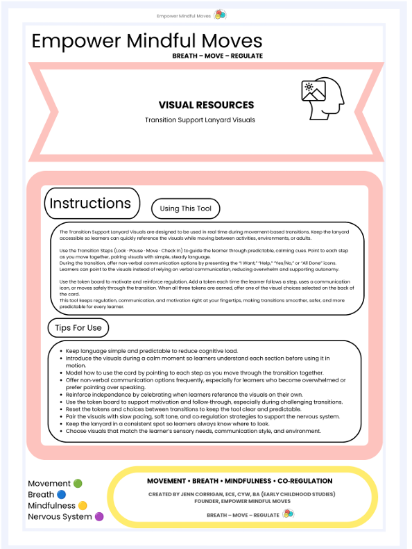 Transition Support Lanyard Visuals | Non‑Verbal Communication + Token Board | ND‑Affirming
